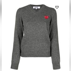 Comme des Garcons PLAY Gray V-Neck Sweater